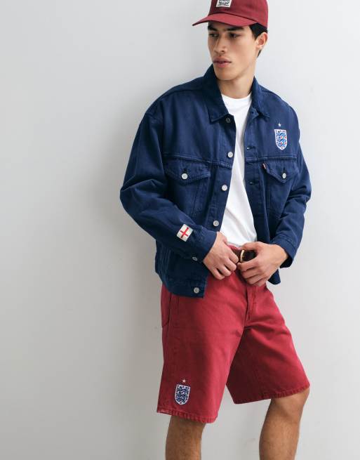 Levi's – England 478 – Baggy-Jeansshorts in roter Waschung, Kombiteil, 3 von 5
