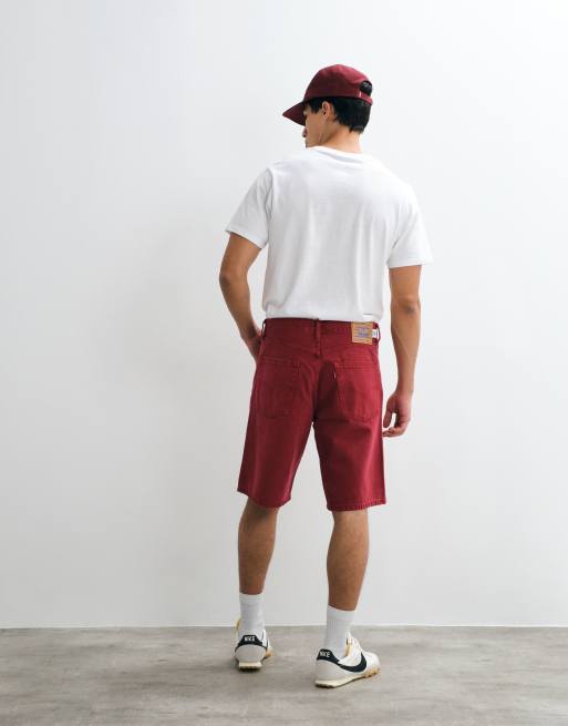 Levi's - England 478 - Pantaloncini di jeans ampi lavaggio rosso in coordinato, 4 di 5