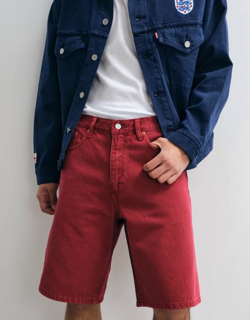 Levi's – England – 478 Röda, tvättade, baggy jeansshorts, del av set, 5 av 5
