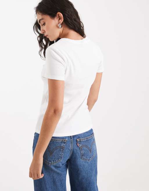 Levi's essential 2-pack logo t-shirts in white, 3 of 4