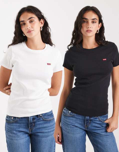 Levi's – Essential – 2er-Pack T-Shirts in Schwarz und Weiß mit Logo - view 1
