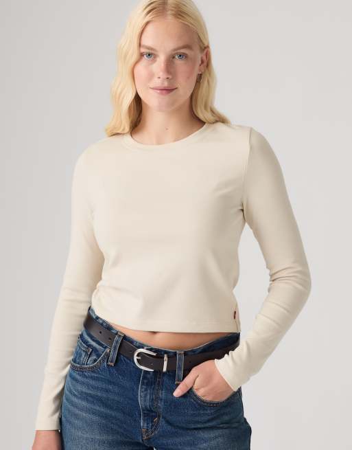 Levi's Essential baby long-sleeve tee in beige, 4 of 4