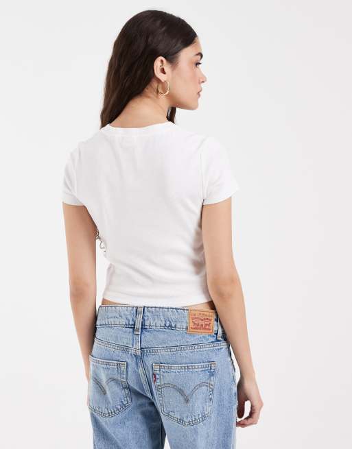 Levi's – Essential – Biały, sportowy T-shirt z wyhaftowanym logo, 2 z 4
