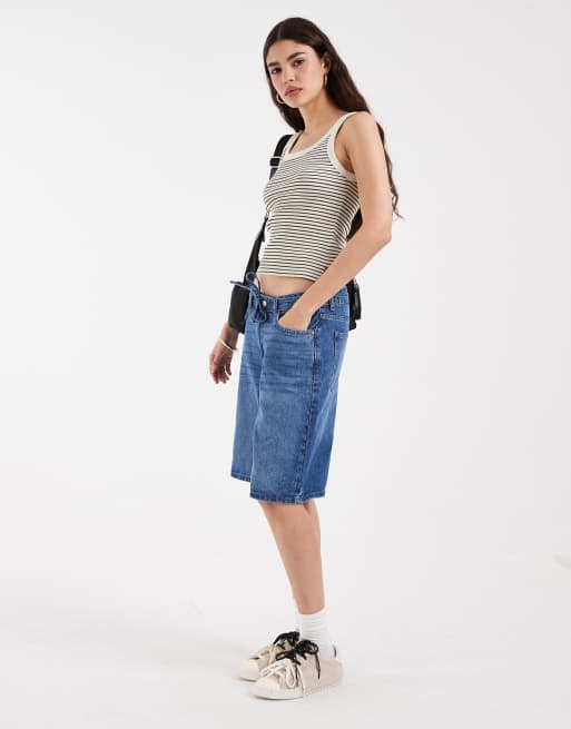Levi's – Essential – Brązowy prążkowany top bez rękawów w paski, 2 z 4
