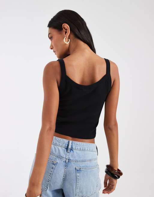 Levi's - Essential - Canotta sportiva nera a coste, 4 di 4