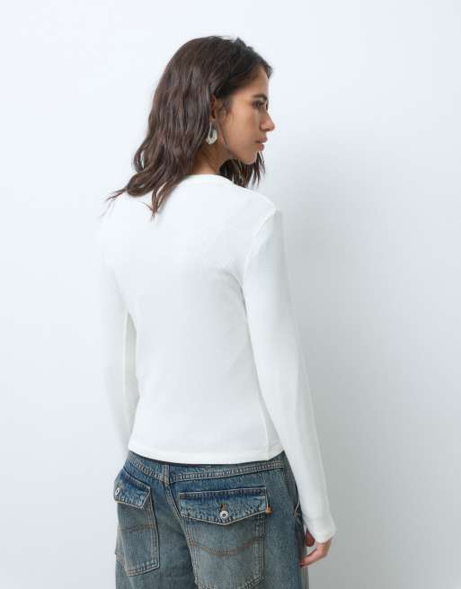 Levi's essential henley long sleeve t-shirt in white , 4 of 5