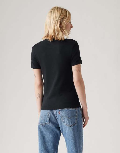 Levi's - Essential Housemark - Camiseta negra básica, 2 de 4