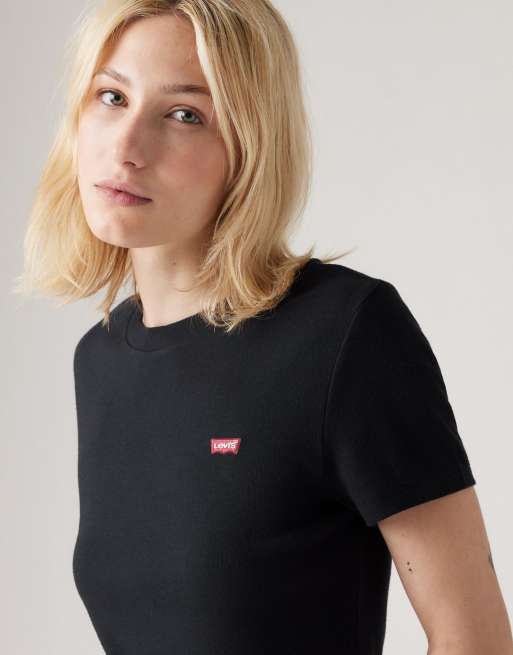 Levi's - Essential Housemark - Camiseta negra básica, 3 de 4