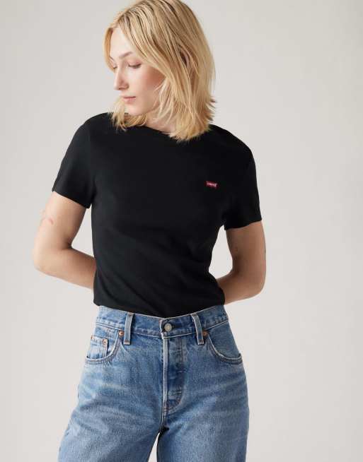 Levi's - Essential Housemark - Camiseta negra básica, 4 de 4