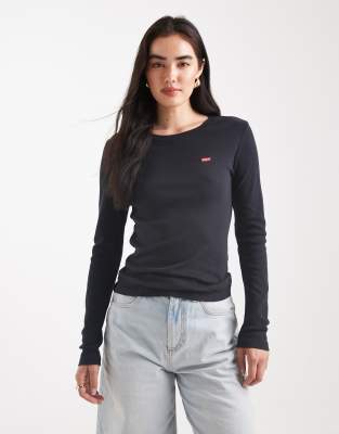 Levi's - Essential - Langärmliges T-Shirt in Schwarz