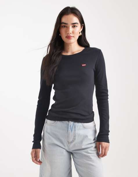 Levi's essential logo long sleeve t-shirt in black - view 1