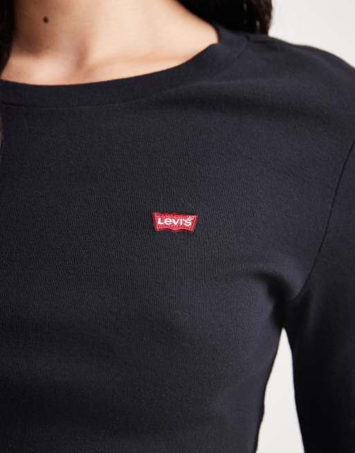 Levi's essential logo long sleeve t-shirt in black, 3 of 4