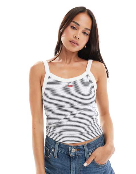 Levi's – Essential – Randigt, ribbat linne med sportig logga - view 1