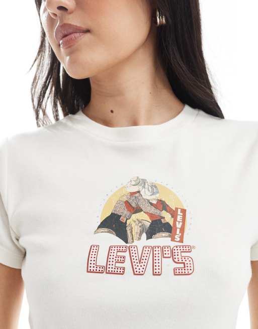 Levi's - Essential - Sportief T-shirt met grafische western-print in ecru, 3 van 4