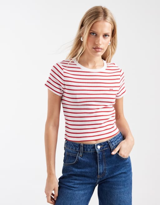 Levi's essential sporty tee in red stripe, 3 of 4