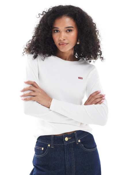 Levi's - Essential - T-shirt a maniche lunghe bianca con logo - view 1