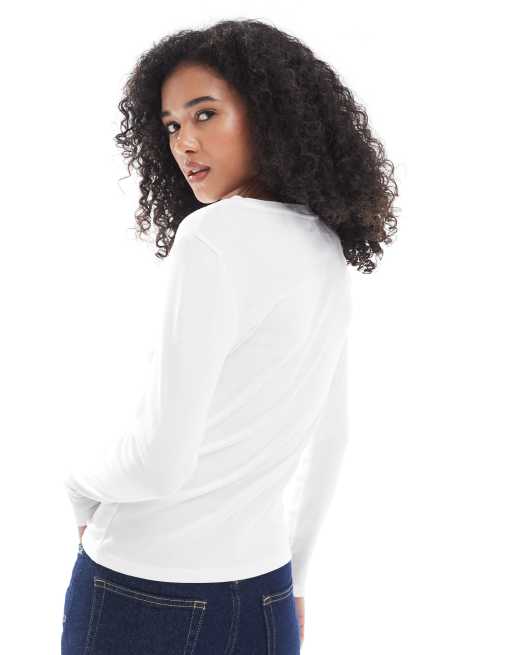 Levi's - Essential - T-shirt a maniche lunghe bianca con logo, 2 di 4