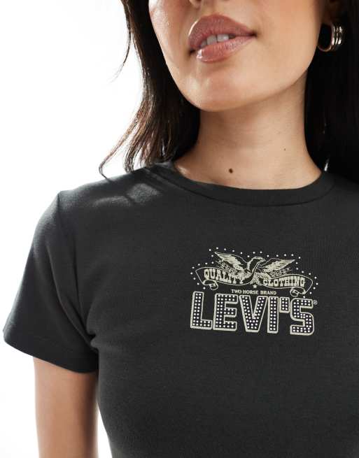 Levi's - Essential - T-shirt style sport à logo ornementé - Noir, 3 de 4