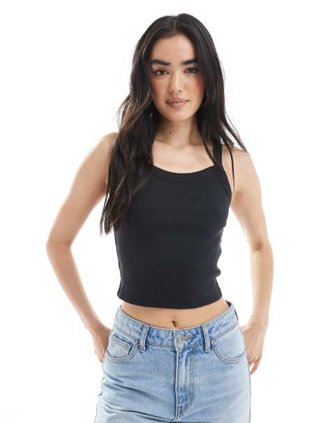Levi's - Essential - Top senza maniche sportivo nero a coste - view 1