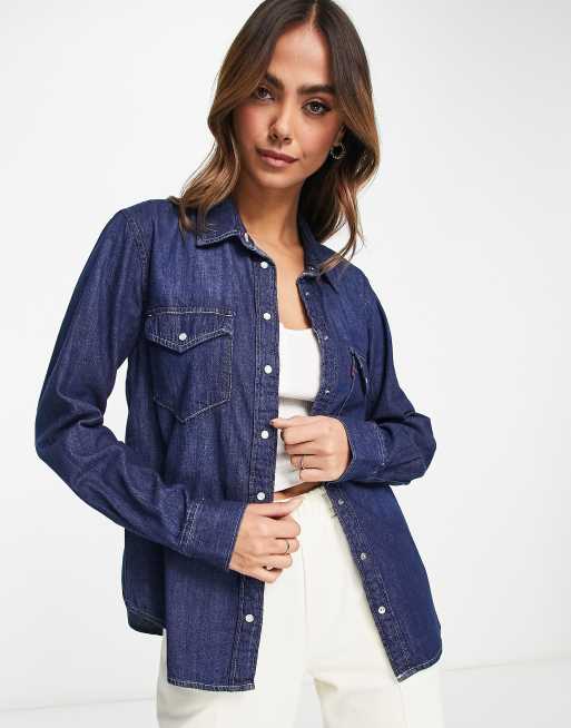 Levi's women's western denim hot sale shirt