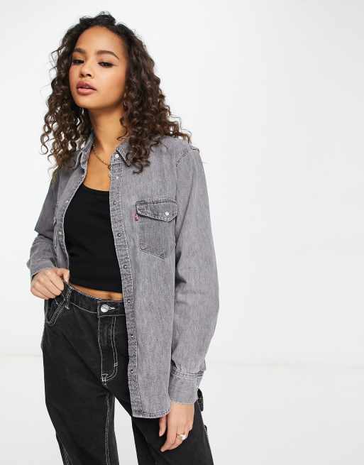 Levi's - Essentials - Denim westernoverhemd in grijs