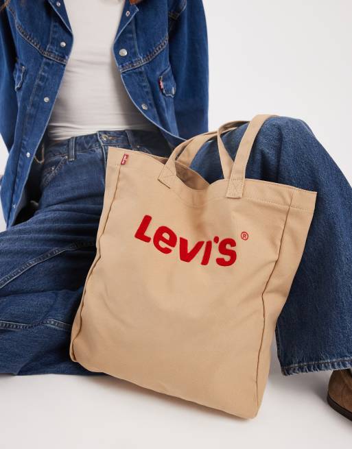 Levi's - Everyday - Borsa shopping color pietra con grafica
