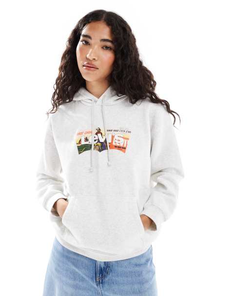 Levi's - Everyday - Hoodie met grafisch logo in lichtgrijs - view 1