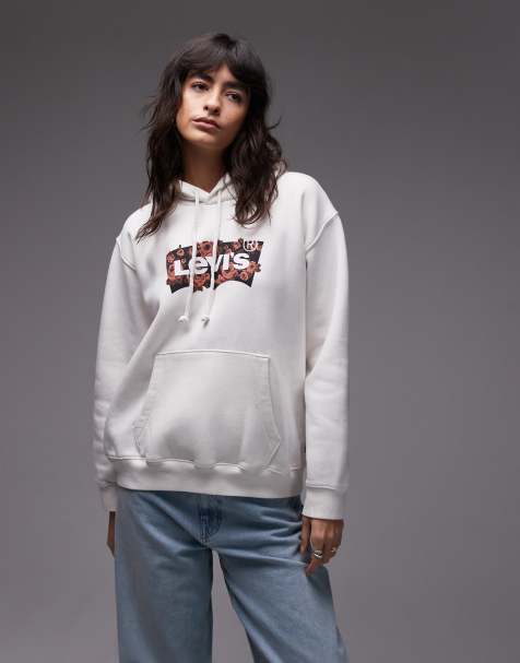 Levi's Everyday hoodie with graphic logo in ecru - view 1