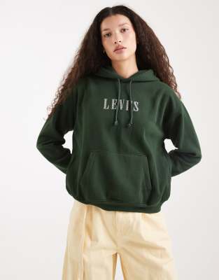 Levi's - Everyday - Kapuzenpullover in Grün mit Glitzerlogo