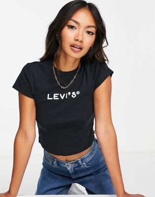 Levi's everyday logo cropped tee in black