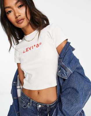 Levi's everyday logo cropped tee in ecru