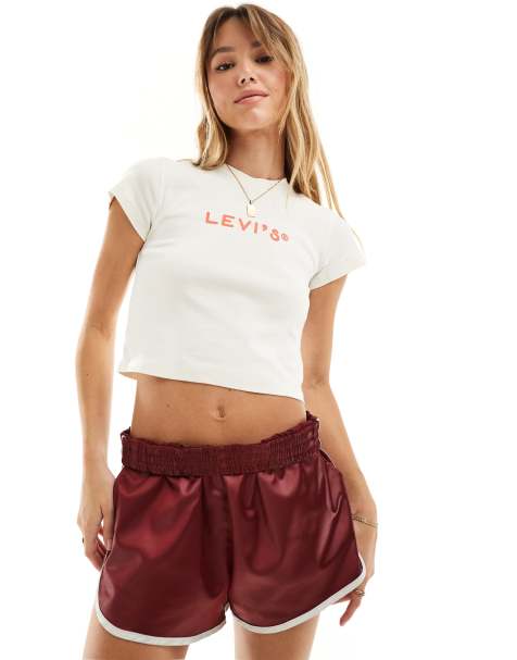 Levi's everyday logo cropped tee in ecru - view 1
