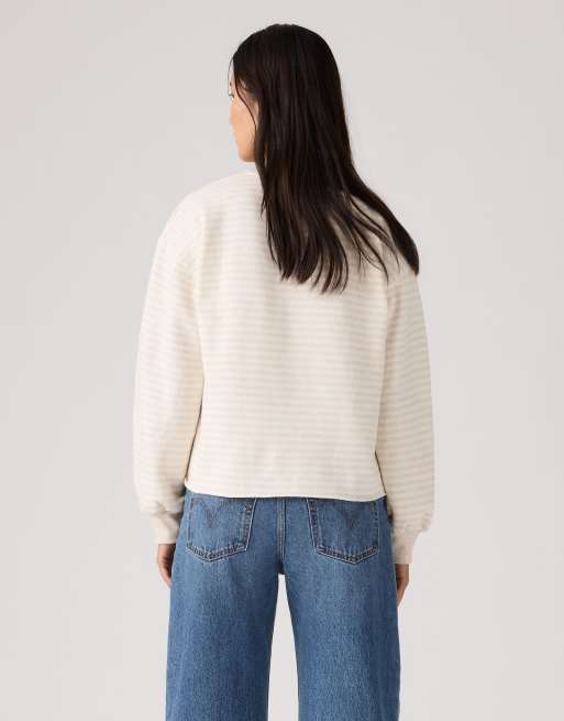 Levi's Everyday mockneck cut off fleece in cream, 2 of 4
