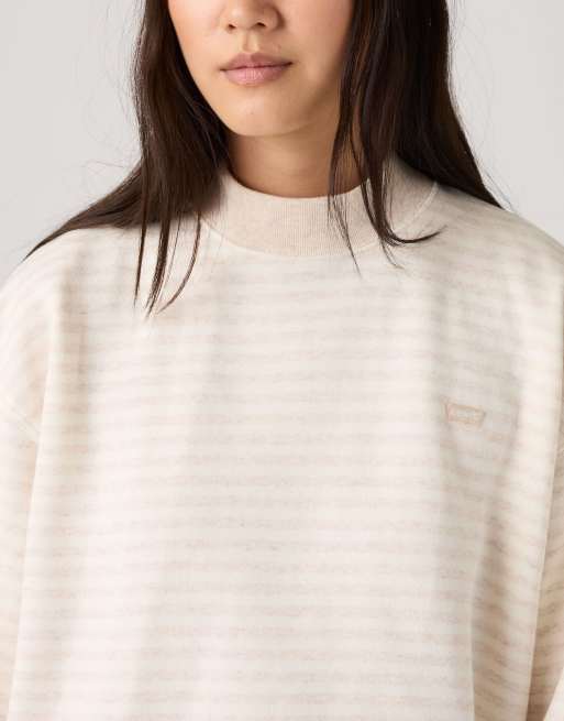 Levi's Everyday mockneck cut off fleece in cream, 3 of 4