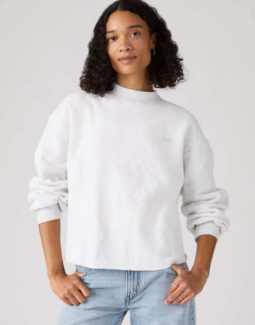 Levi's Everyday mockneck cut off fleece in grey, 4 of 4