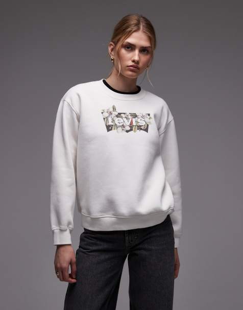 Levi's – Everyday – Naturvit sweatshirt med grafisk logga - view 1