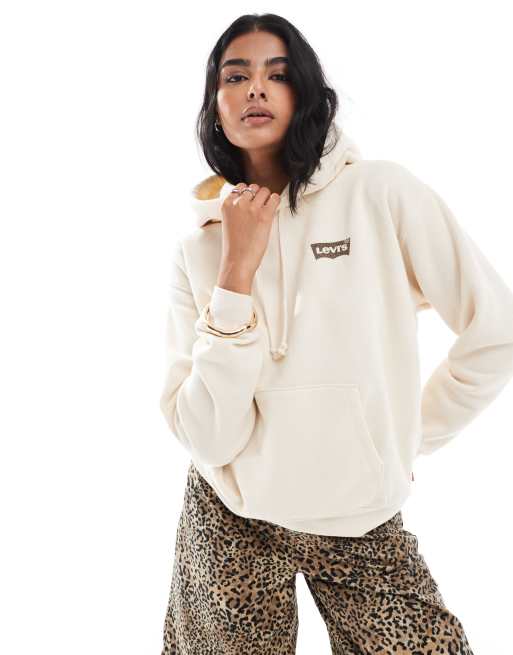 Levi s Everyday small cheetah batwing logo hoodie in beige ASOS