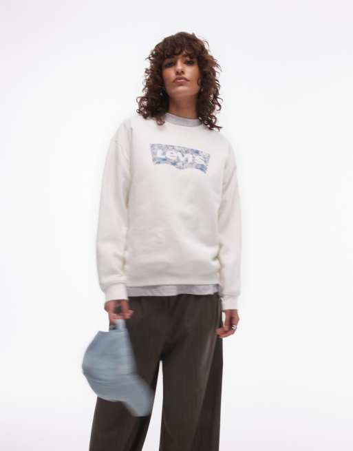 Levi's – Everyday – Sweatshirt in Cremeweiß mit Rundhalsausschnitt und Logo
