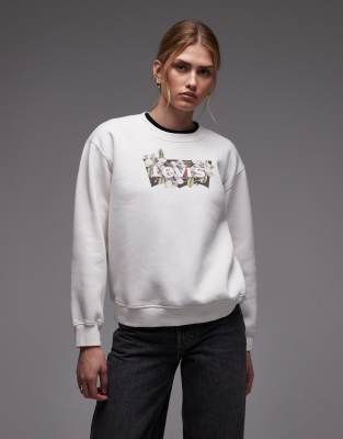 Levi's - Everyday - Sweatshirt in Ecru mit Grafik-Logoprint-Weiß