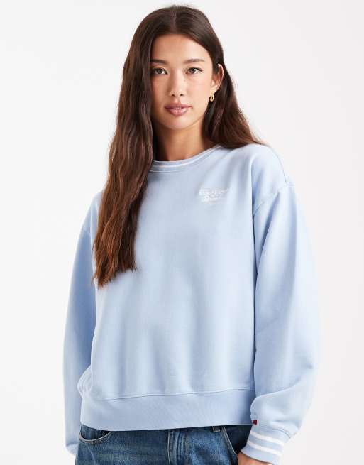 Levis Light Blue Crew Neck Sweater Levi's Everyday Sweatshirt With