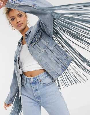 Levi's ex-boyf fringe trucker jacket in 