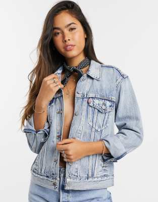 Levi's ex boyfriend denim trucker jacket in lightwash blue | ASOS