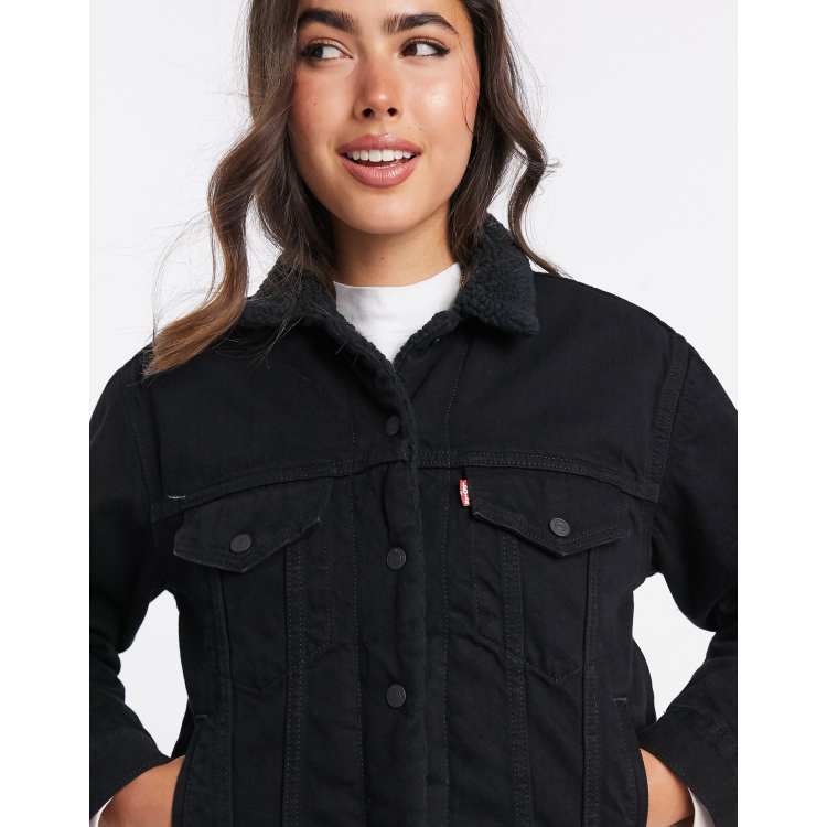 Levi black deals sherpa jacket women's