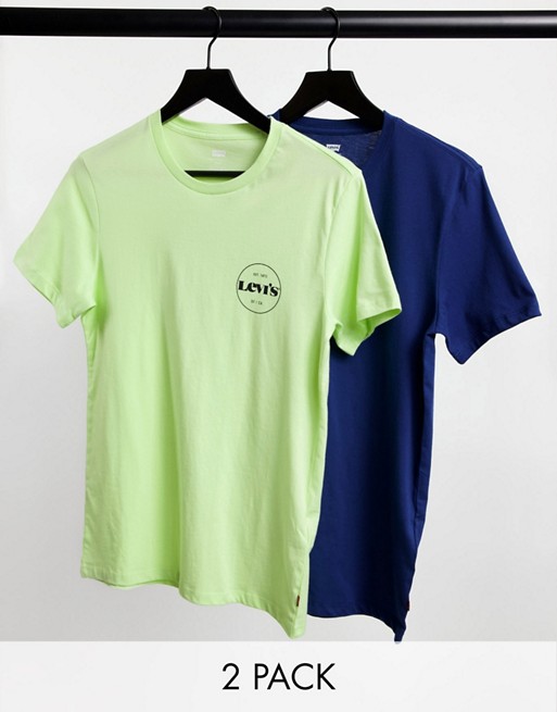 Levi's Exclusive to ASOS 2 pack modern vintage circle logo t-shirt in navy & shadow green