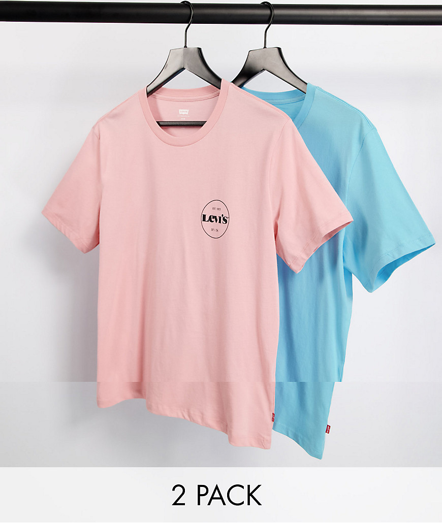 Levi's Exclusive To Asos 2 Pack Modern Vintage Circle Logo T-shirt In Pink & Light Blue-multi