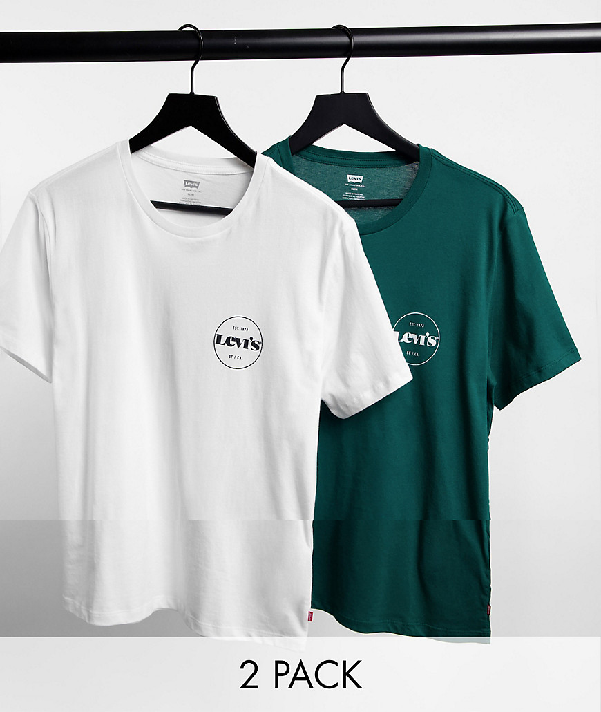 Levi's Exclusive To Asos 2 Pack Modern Vintage Circle Logo T-shirt In White & Forest Green-multi