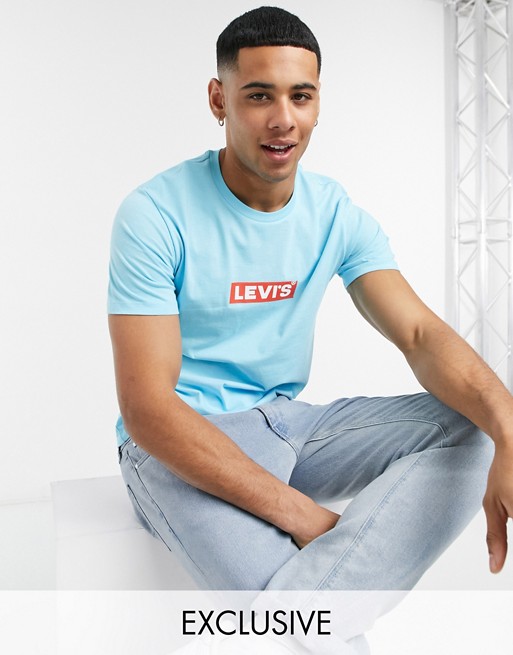 Levi's Exclusive to ASOS chest boxtab logo t-shirt in light blue