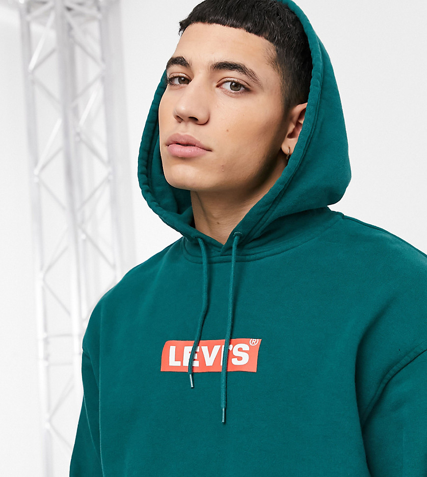Levi's Exclusive to ASOS front boxtab logo hoodie relaxed fit in dark green