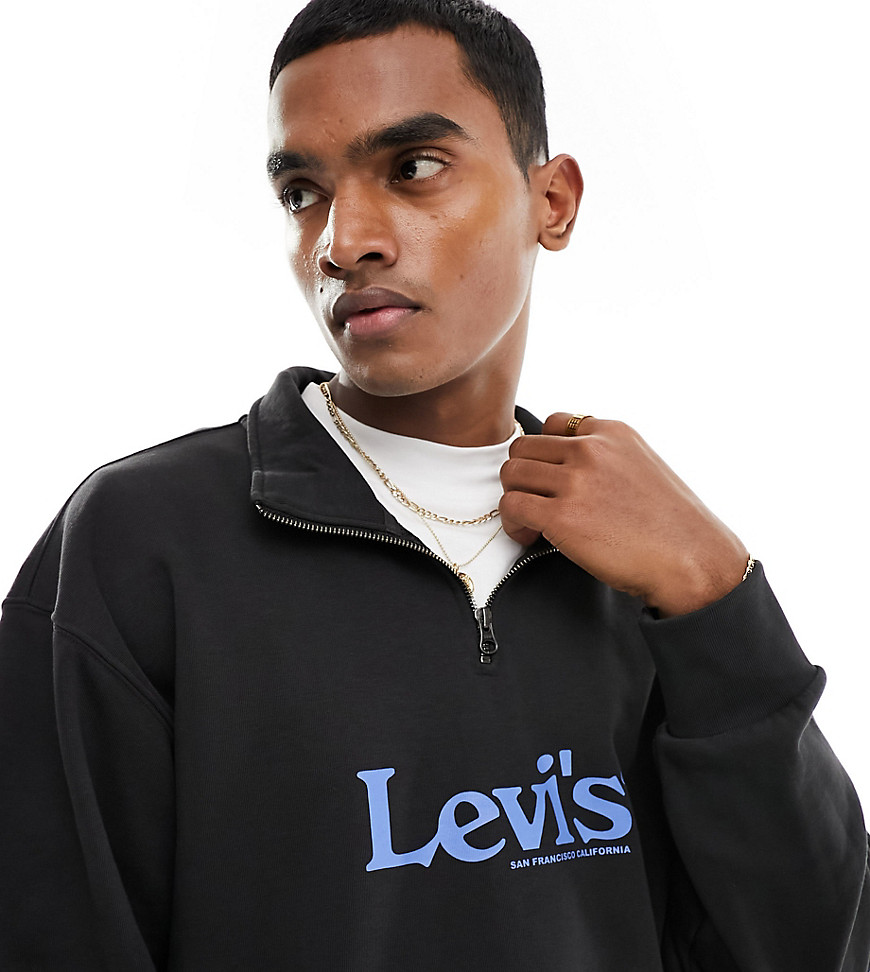 Levi's exclusive to ASOS half zip with central retro logo in black