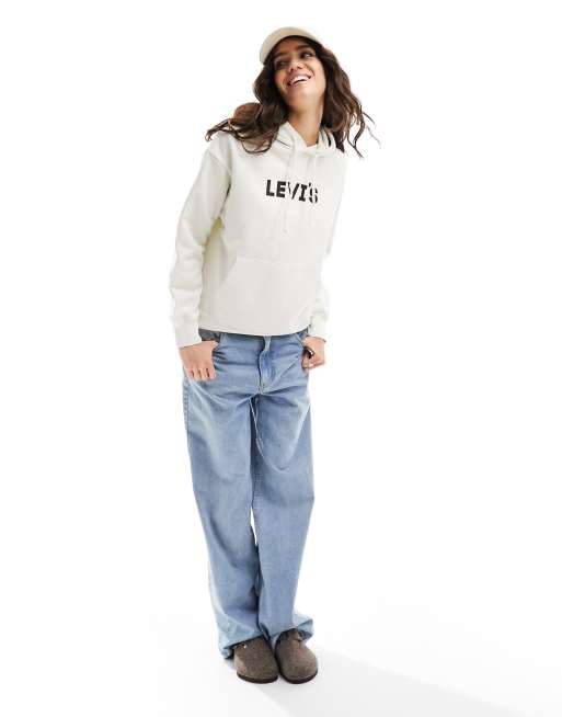 Levi s exclusive to ASOS hoody with chest headline logo in cream ASOS